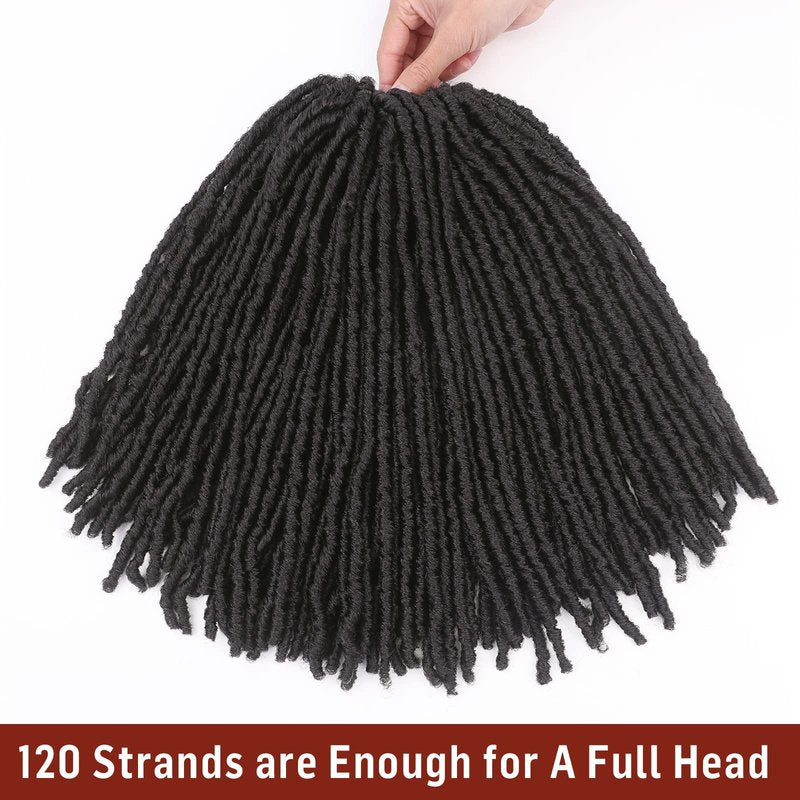 WIGNEE 120 Strands Faux Locs 12 Inches Short Pre-Looped Soft Dreadlock Crochet Hair 6 Packs Pre-Twisted for Black Women (12 Inch, 1B)