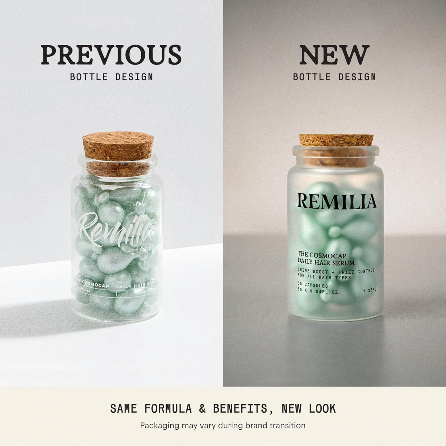 Remilia Hair Serum Capsules - Amino Acid-Enriched Formula for All Hair Types | Vegan Detangling Brush Included