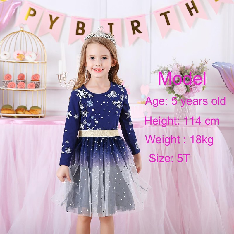 VIKITA Big Girls Winter Long Sleeve Tulle Dress for Party, Toddler Clothes, LH4586 10T