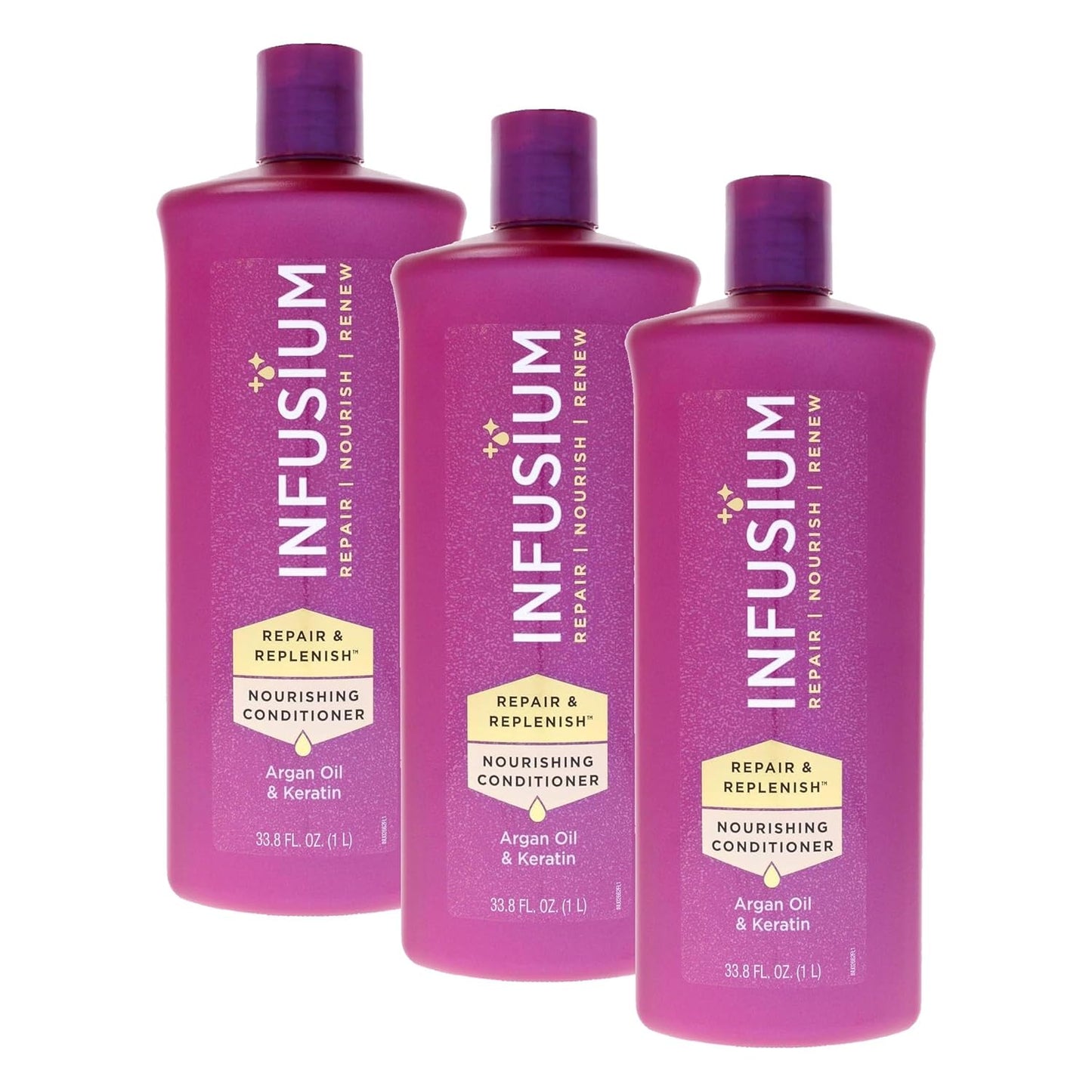Infusium Repair & Replenish Conditioner - Nourishing Formula with Keratin & Argan Oil | 33.8 oz (Pack of 3)
