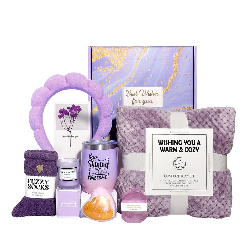 GRANNY SAYS Birthday Gifts for Mom, Spa Gifts for Women, Get Well Soon Gift Baskets, Self Care Gifts for Women, Care Package with Flannel Blanket for Mom, Friendship, Wife, Sister