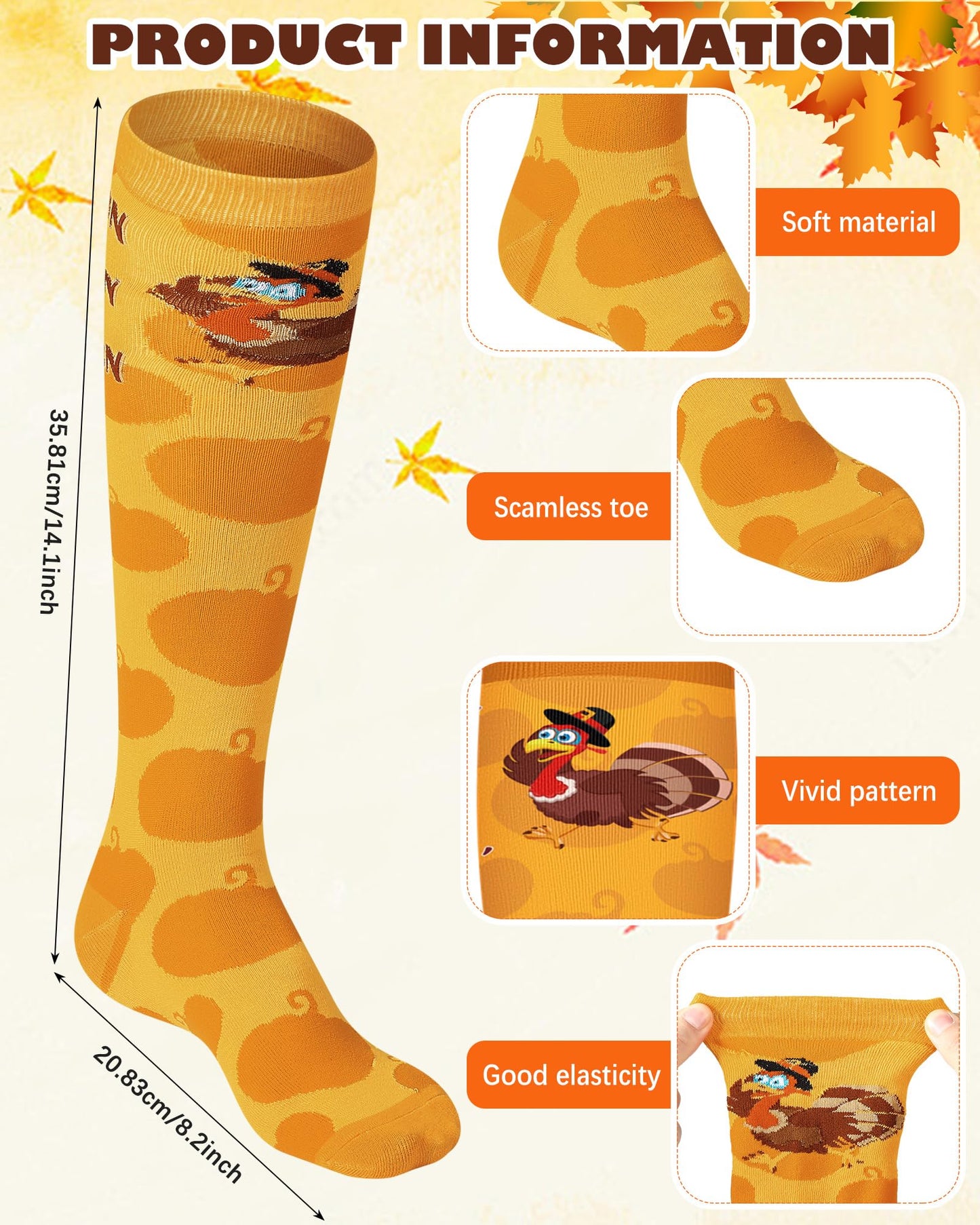 ShinyMatch 18 Pcs 18 Pcs Thanksgiving Turkey Trot Costume Set Turkey Sports Headbands Running Socks for Men Women