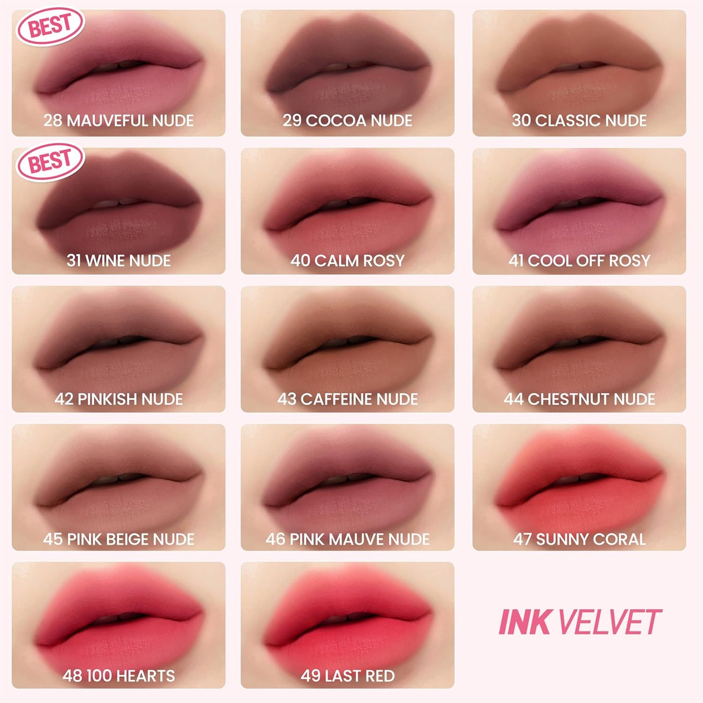 Peripera Ink Velvet Lip Tint | High Pigment, Longwear, Weightless Formula - 017 Rosy Nude