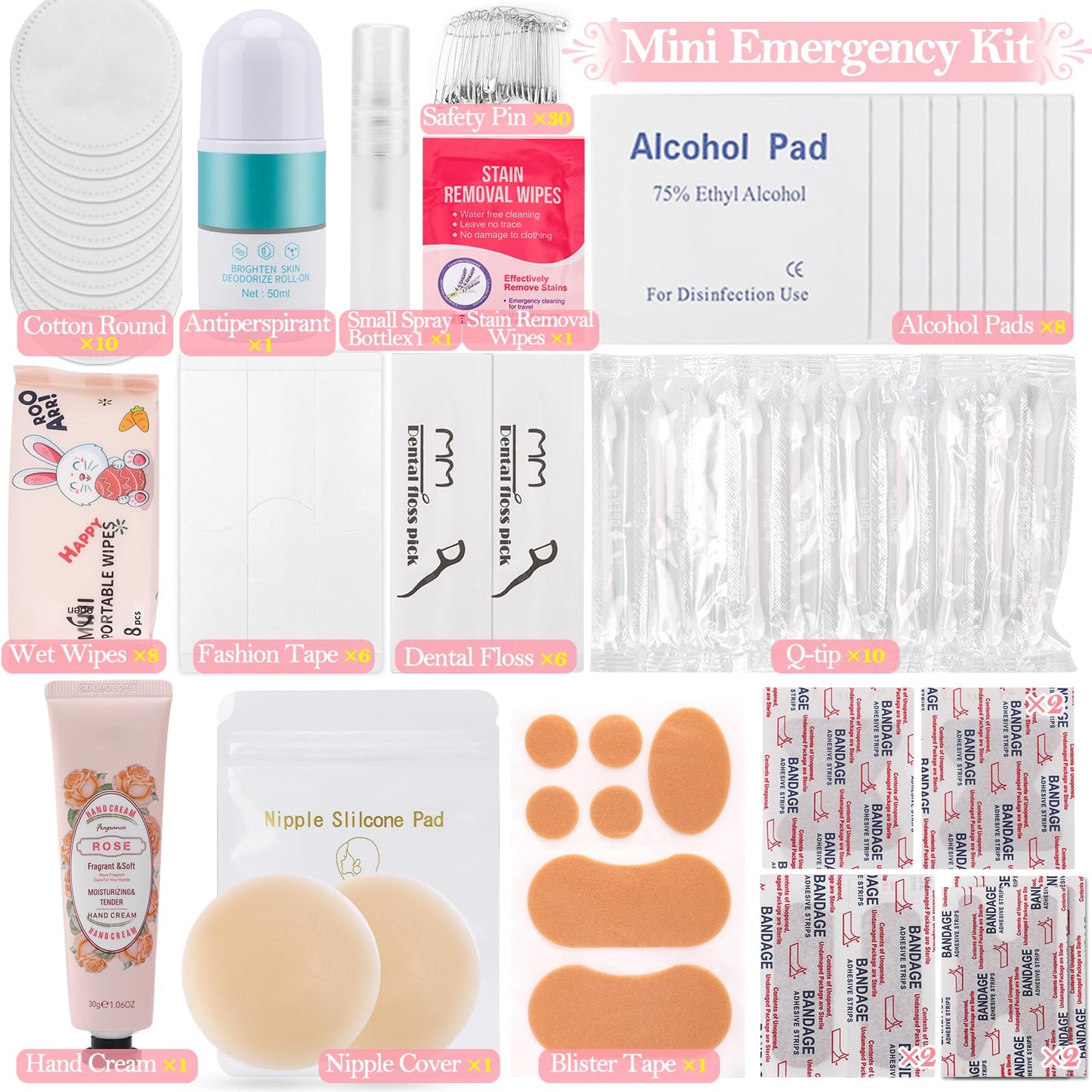 Bridal Emergency Kit for Wedding Day,Wedding Essentials Survival Set for Team Bride,Must-Have 30+ Essentials Personal Care Travel Kit with Makeup Bag