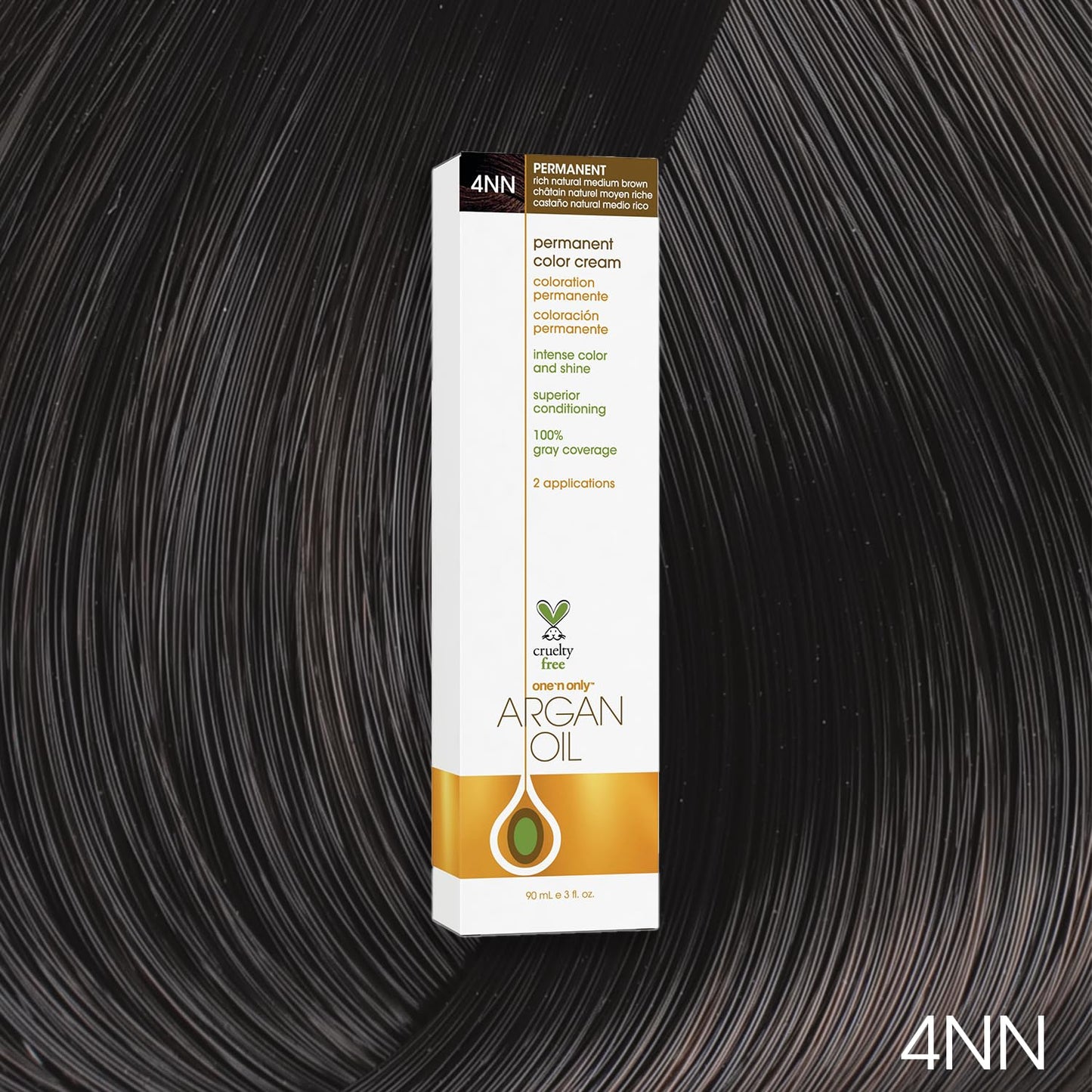 One 'N Only Permanent Hair Color - Permanent Hair Dye Made with Argan Oil - Delivers Rich, Accurate Tones with Gray Coverage - Improves Moisture & Elasticity - 4NN Rich Natural Medium Brown (3 oz)