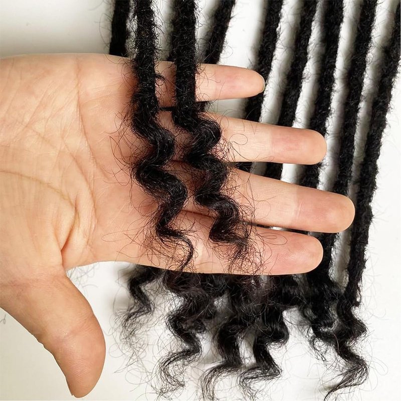 100% Real Human Hair 0.4cm Width 8 Inch Loc extensions Human Hair with Ends 30 Strands per pack Full Handmade Dreadlock Extensions Can be dyed and bleached for Men Women Kids