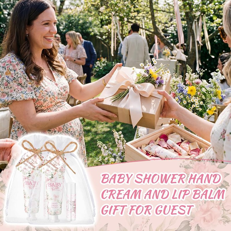 Baby in Bloom Hand Cream & Lip Balm Gift Set - Wildflower Floral Baby Shower Favors | Travel Size for Guests