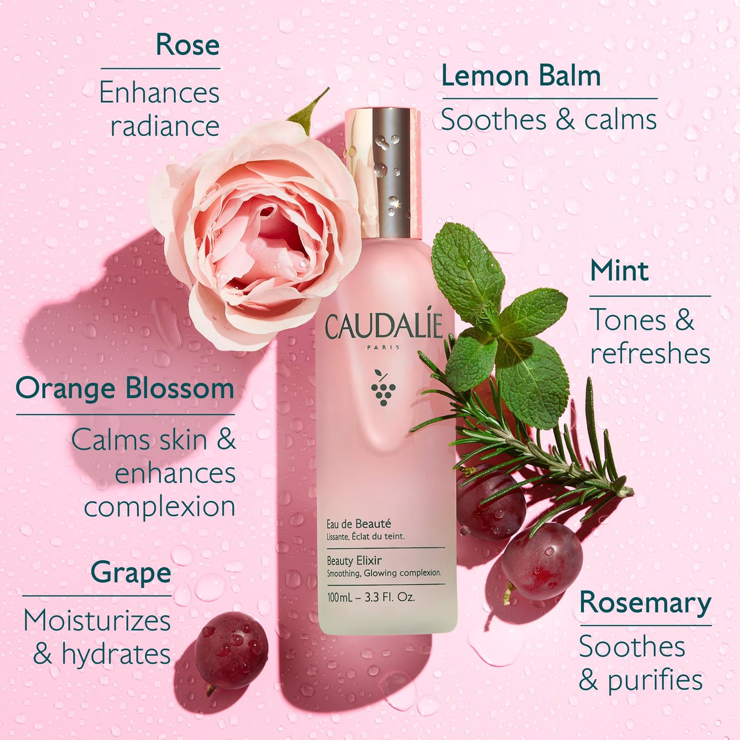 Caudalie Beauty Elixir Prep, Set Makeup, Glow Face Mist - 100 mL