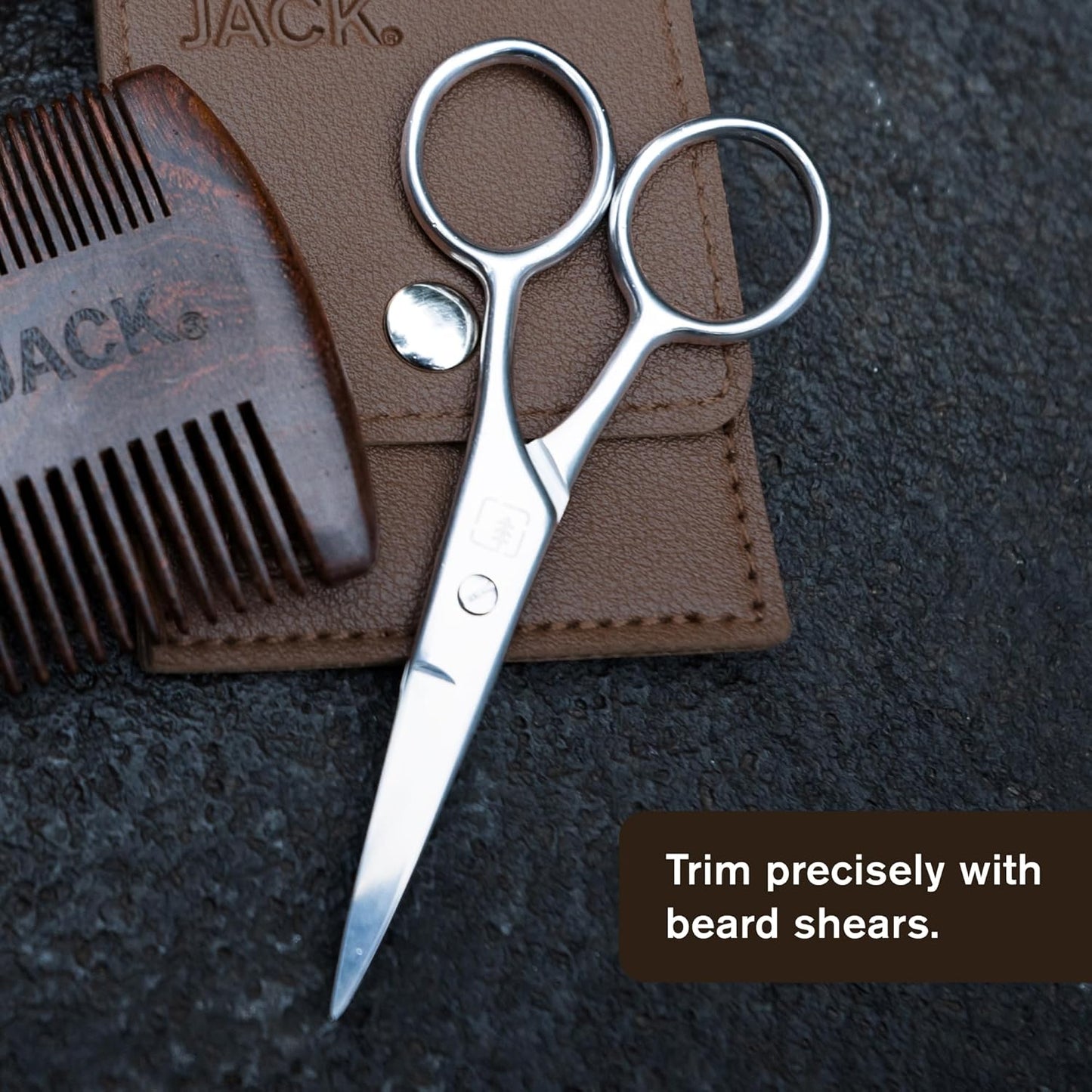 Beard Grooming Tool Gift Set for Men - Dual-Tooth Comb, Brush, Shears & Mini Comb | Travel-Friendly Essentials