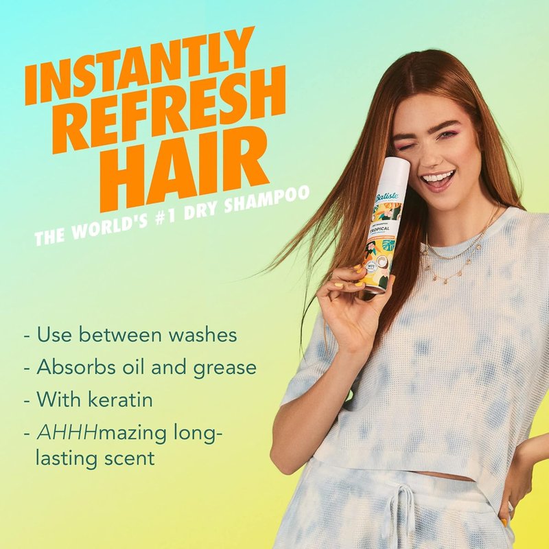 Batiste Dry Shampoo Tropical - Refreshing Hair Cleanser | 6.73 Ounce (Pack of 2)
