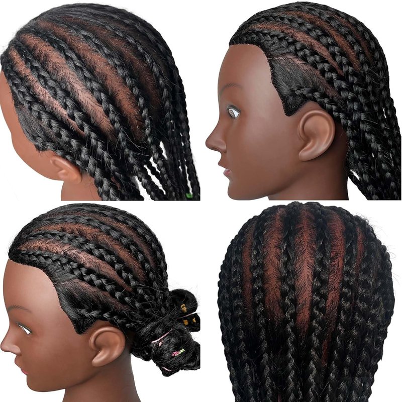 16-Inch Mannequin Head - 100% Human Hair Training Manikin for Hairdressing & Makeup | Black