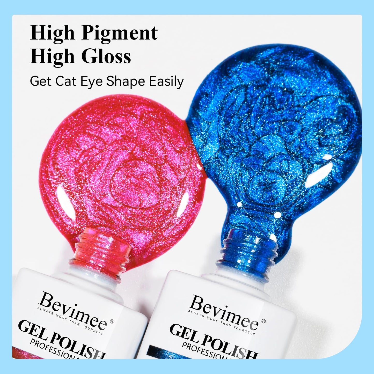 Bevimee Neon Cat Eye Gel Nail Polish Set 10 Colors: Magnetic Cateye Gel Polish 9D Effect, Sparkle Glitter Bright Red Hot Pink Blue Nail Polish Long Lasting Soak Off Home Salon