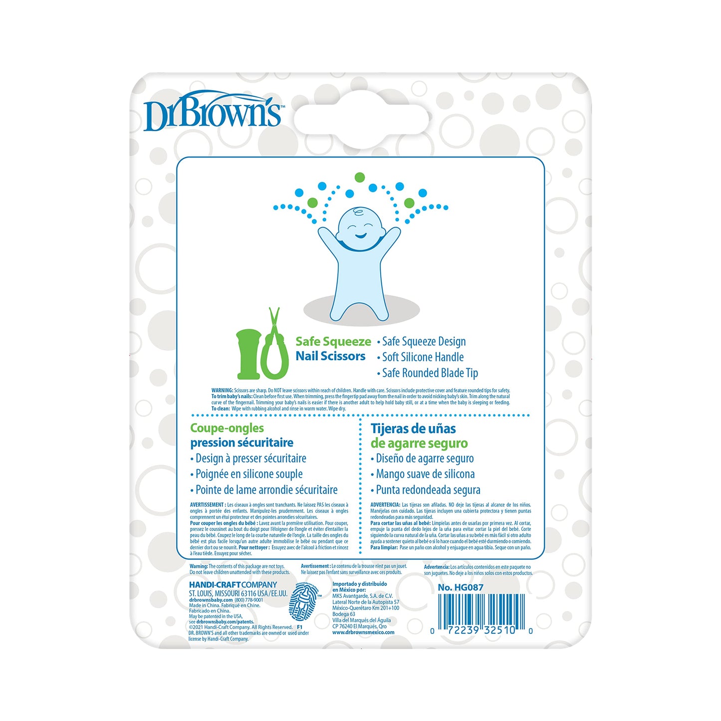 Dr. Brown's Safe Squeeze Nail Scissors with Rounded Blade Tip and 100% Silicone Handle for Infant & Baby