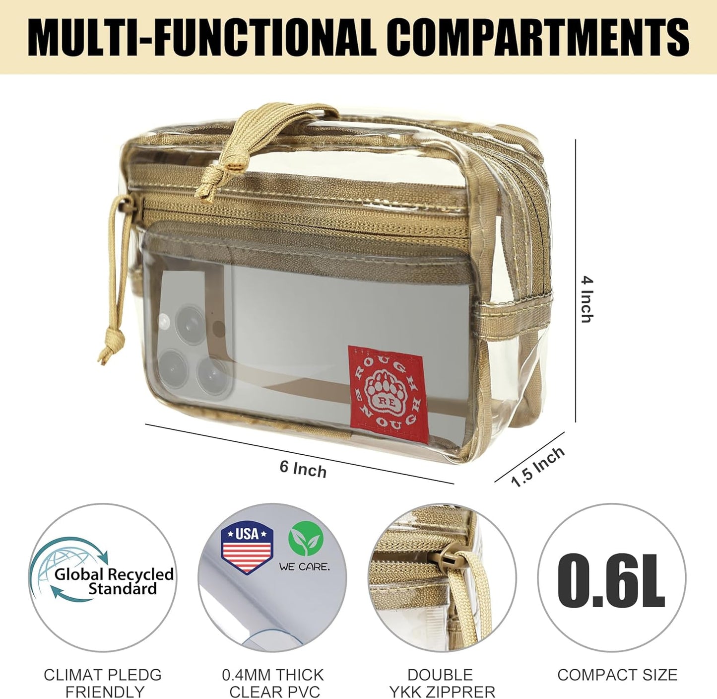 Clear TSA Approved Toiletry Bag - Small Leakproof PVC Travel Pouch | Makeup Cosmetic Organizer for Women