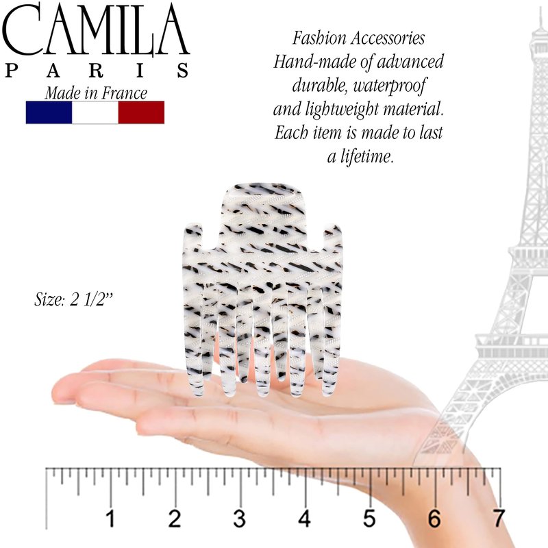 Camila Paris CP3474 French Hair Clip for Women, Hand-Made Hair Side Clips, 3 inch Girls Hair Claw Clips Jaw Fashion Durable Styling Hair Accessories for Women, Strong Hold No Slip Grip, Made in France