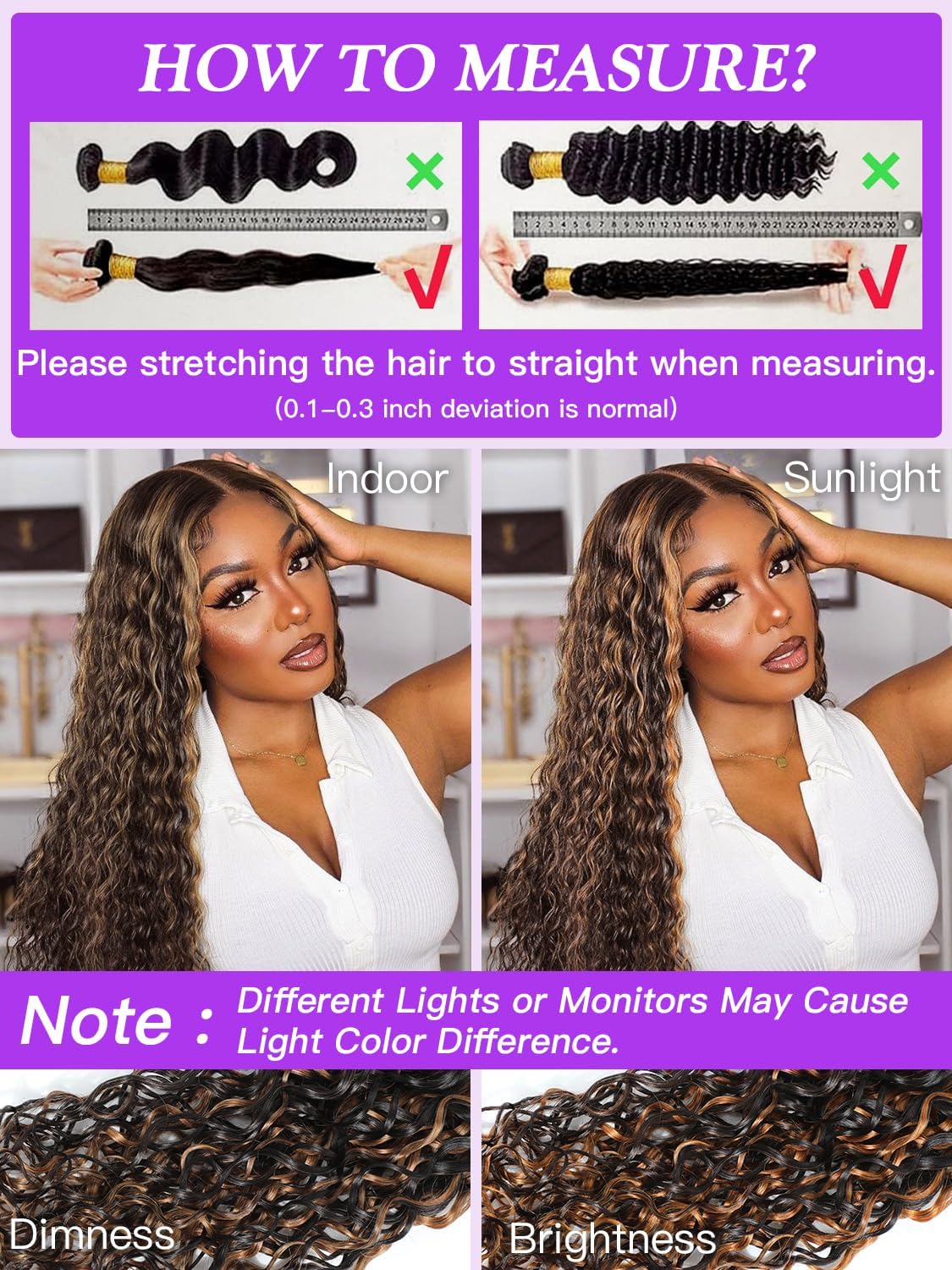 Water Wave 1B/Burgundy Red Highlight Skunk Stripe Human Hair Bundle 12 Inch
