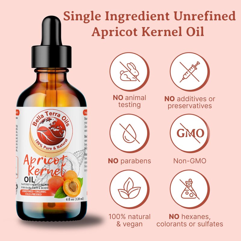 Bella Terra Oils - Natural Apricot Kernel Oil 16oz - Pure Natural Apricot Kernels Extract, Enriched with B-Vitamins & Omega Fatty Acids, Elevate Your Skin Care Regimen