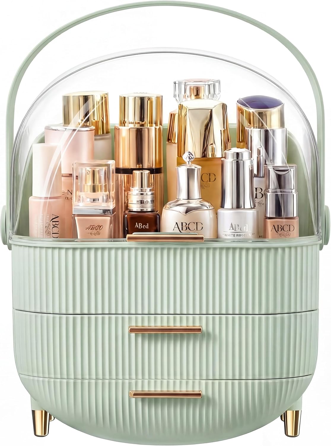 Makeup Organizer - Transparent Cosmetic Display Case for Skincare | Bathroom Countertop & Vanity, White