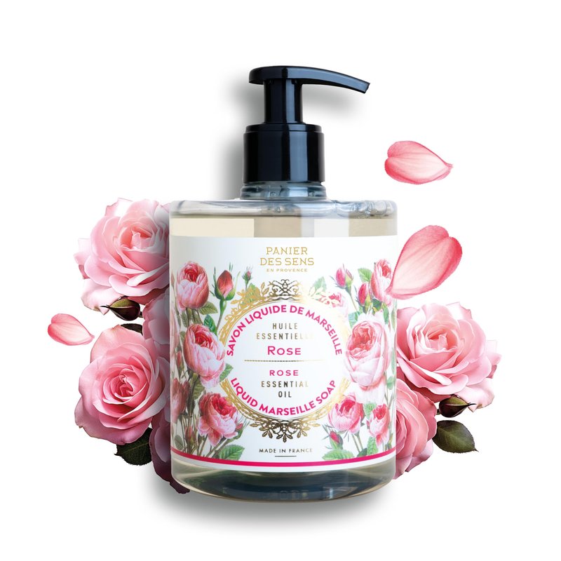 Panier des Sens Rose Hand Soap - Premium Liquid Soap for Kitchen and Bathroom – French Savon de Marseille, Natural Hand Wash (97% Ingredients), Gentle & Moisturizing, 16.9 fl oz