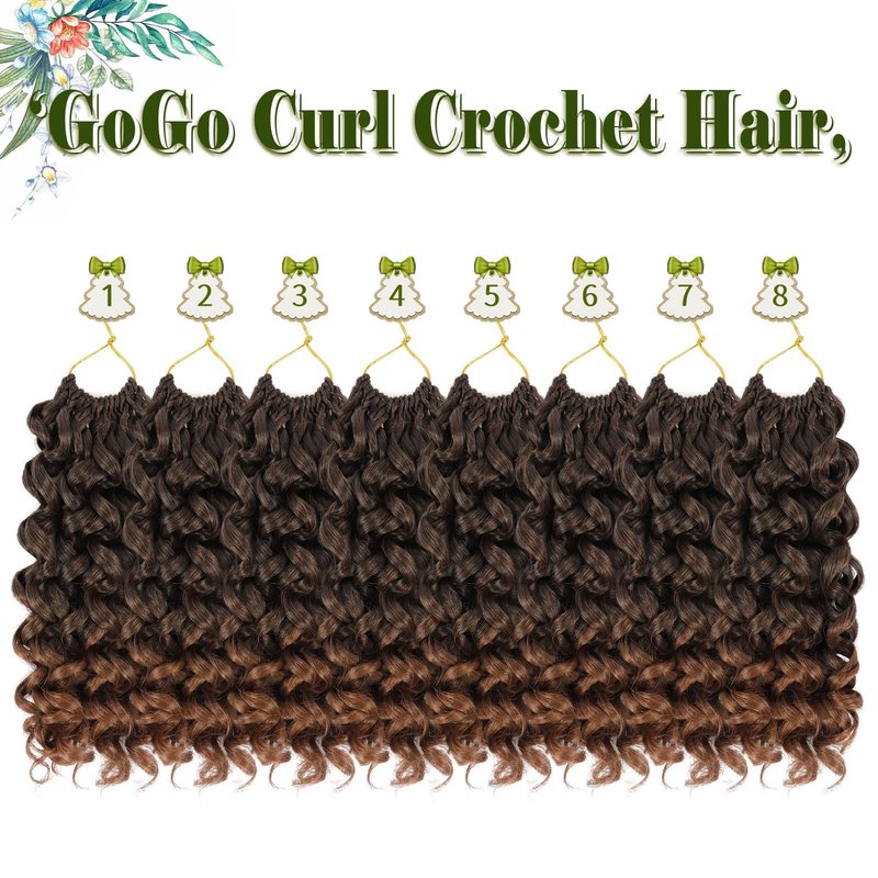 Vomella GoGo Curl Crochet Hair for Black Women 8 Packs 12 Inch Water Wave Curly Crochet Hair Ocean Wave Beach Curl Synthetic Crochet Hair Extensions(T30#)