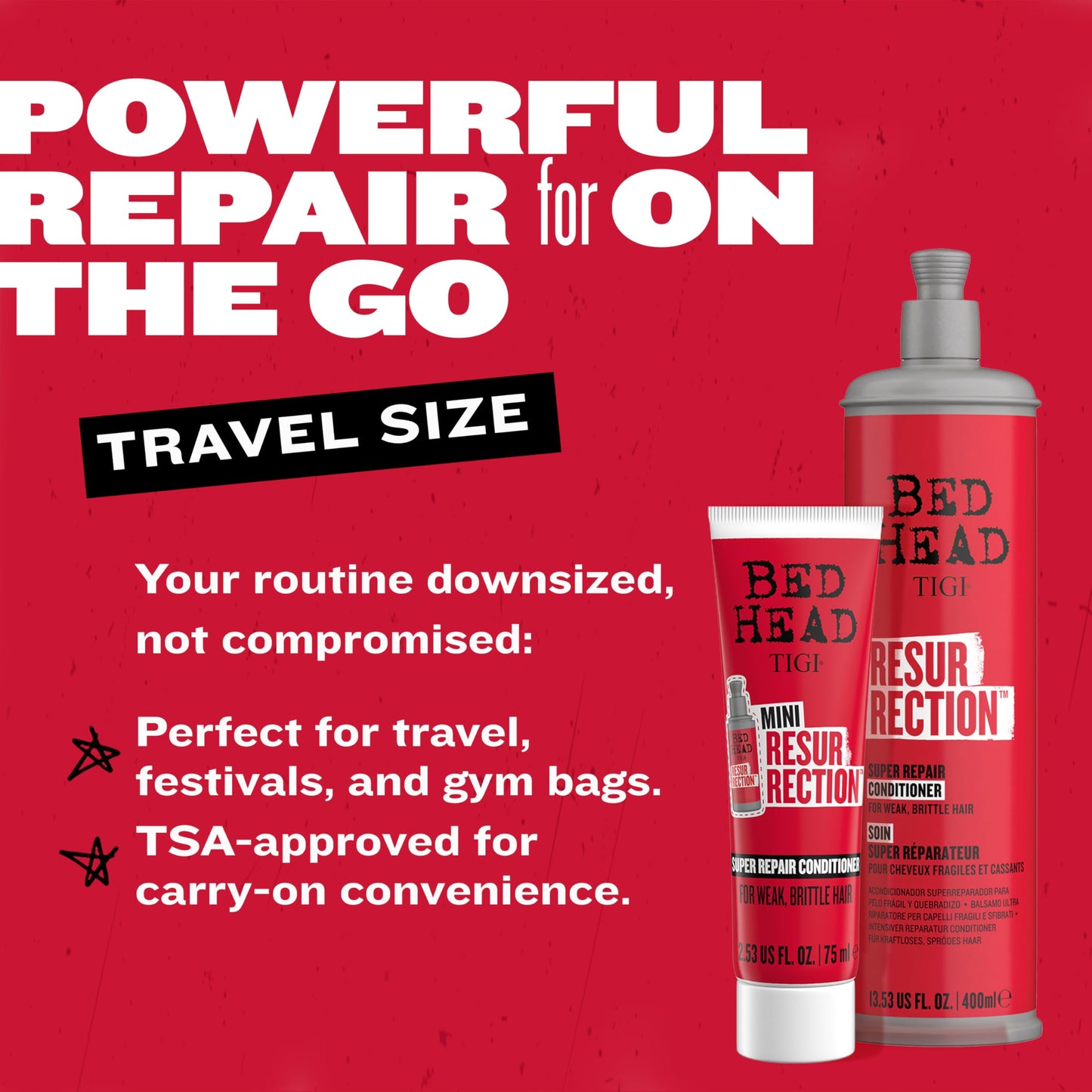 TIGI Bed Head Resurrection Hair Repair Shampoo and Conditioner Set for Dry and Damaged Hair, Maximum Strength with Resurrection Plant, 25.36 fl oz