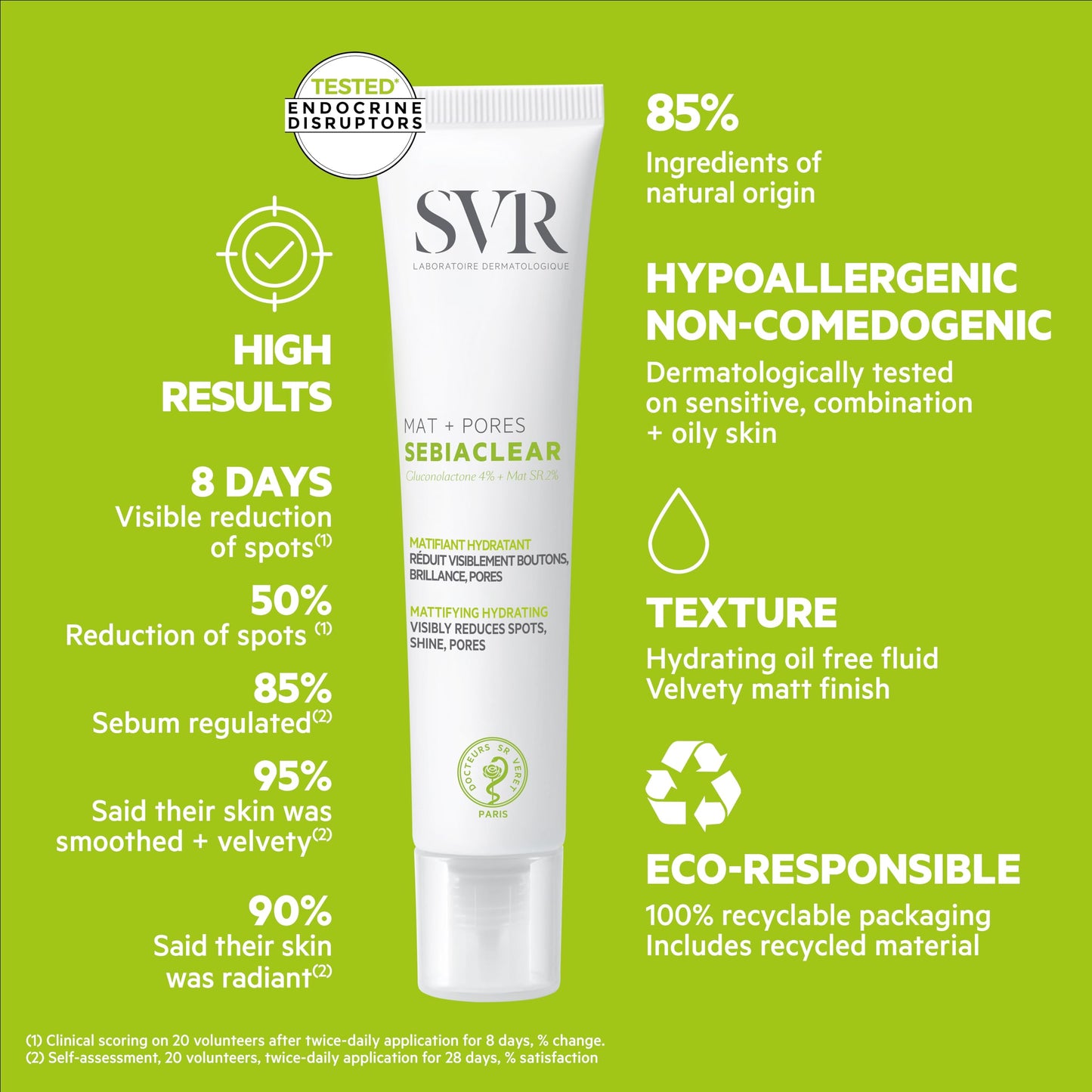 SVR - Sebiaclear Mat + Pores - Oil-Free Daily Matte Moisturizer with Salicylic Acid & Niacinamide - For Oily, Combination, and Sensitive Skin - Reduces Visible Pores - Dermatologically Tested - 40ml