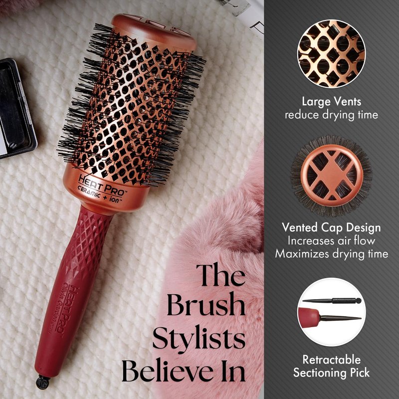 HeatPro Round Thermal Hair Brush - Non-Electric Styling Tool for Smooth, Frizz-Free Hair