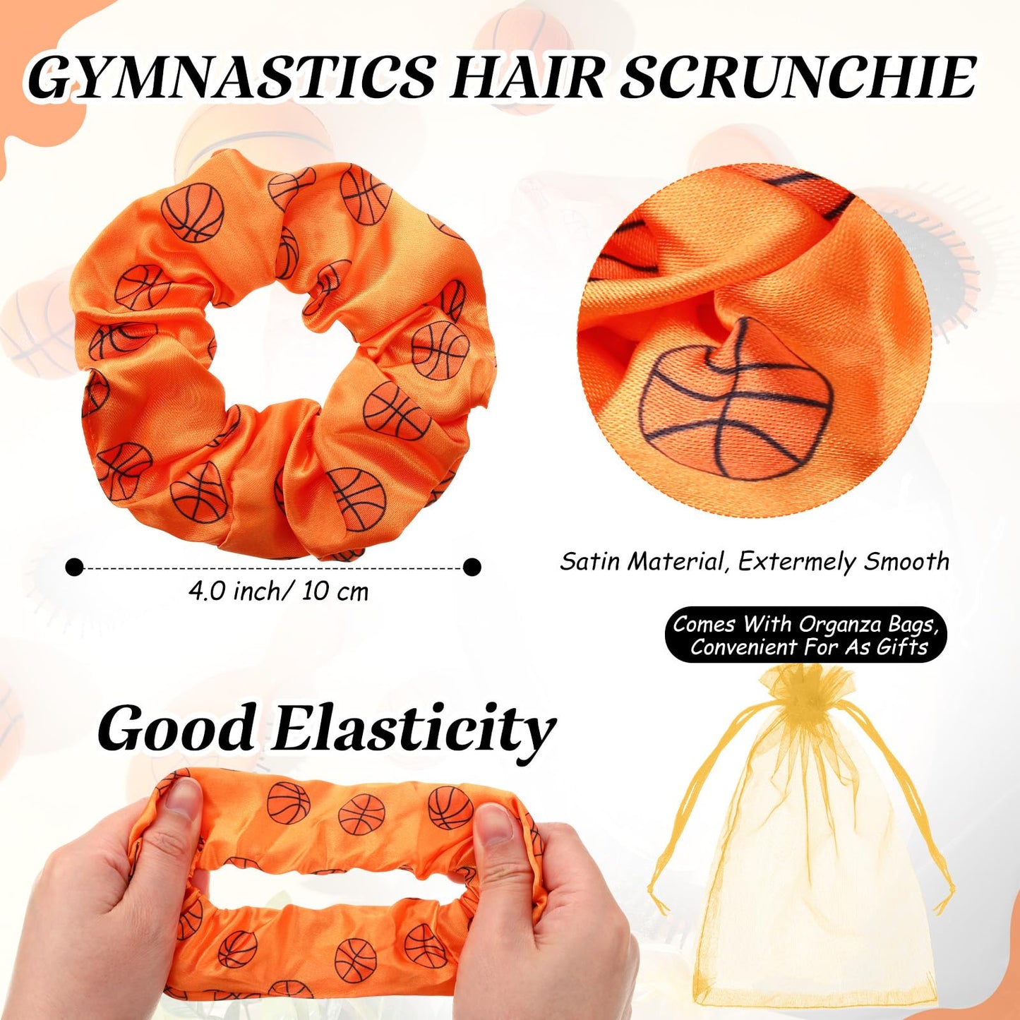 FineCheer 12 Sets Basketball Hair Ties and Hairbrushes Basketball Hair Scrunchie Mini Detangler Brush Sports Elastic Ponytail Holders Sports Party Favors Gift for Teams Women Girls Athlete