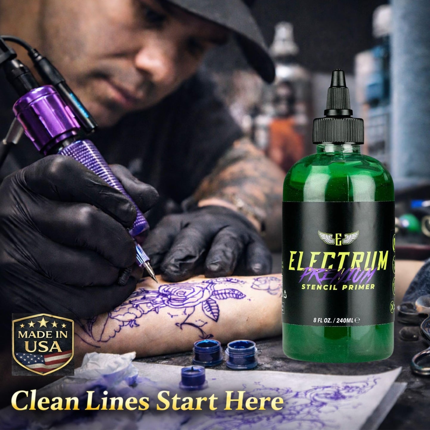 Electrum Tattoo Stencil Gel Solution Premium Transfer Gel 8 oz (Stencil Gel)
