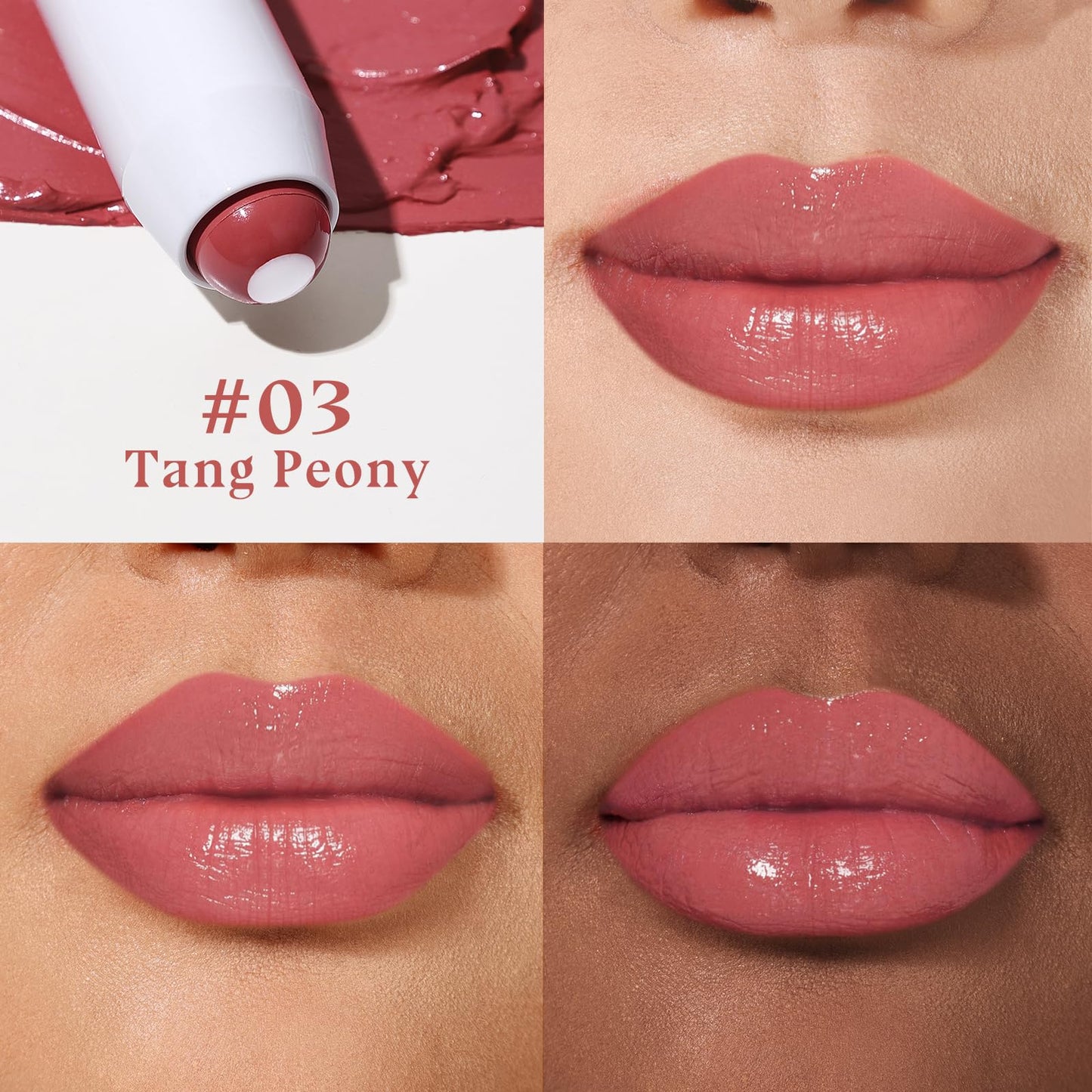 bayfree Plumping Tinted Lip Balm for Dry Lips, Long Lasting Hydrating Chapstick with Jojoba Seed Oil & Vitamin E, Buildable Color Lipbalm, Glossy Finish, Vegan for All Skin Tones, Tang Peony