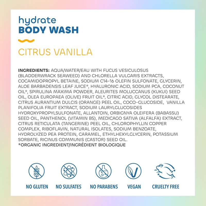 Seaweed Bath Co. Body Wash and Body Cream Duo, 12 Ounce, 6 Ounce, Citrus Vanilla Scent, Sustainably Harvested Seaweed