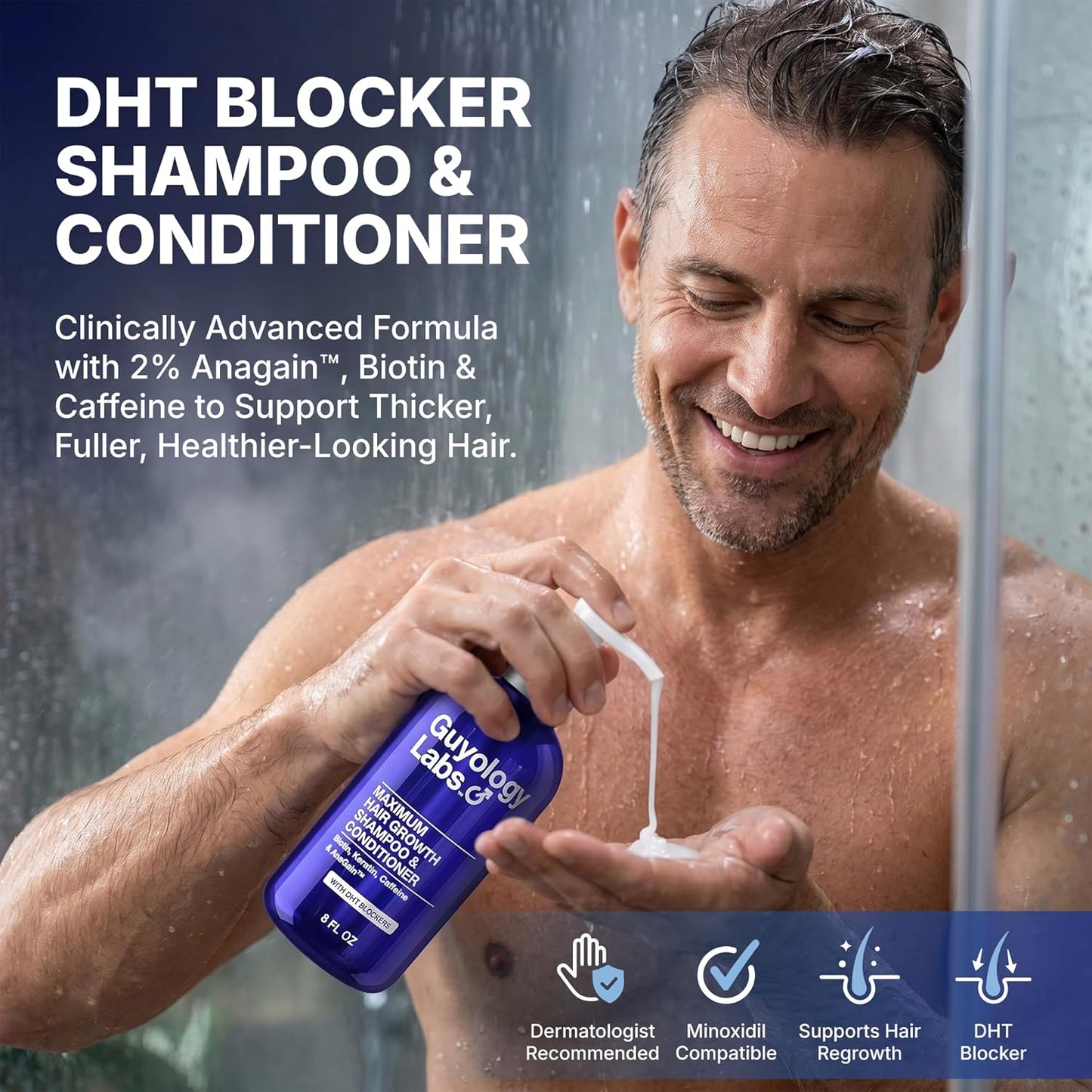 Hair Growth Shampoo & Conditioner - DHT Blocker for Thinning Hair | 2% AnaGain™, Biotin & Caffeine | Unisex Formula