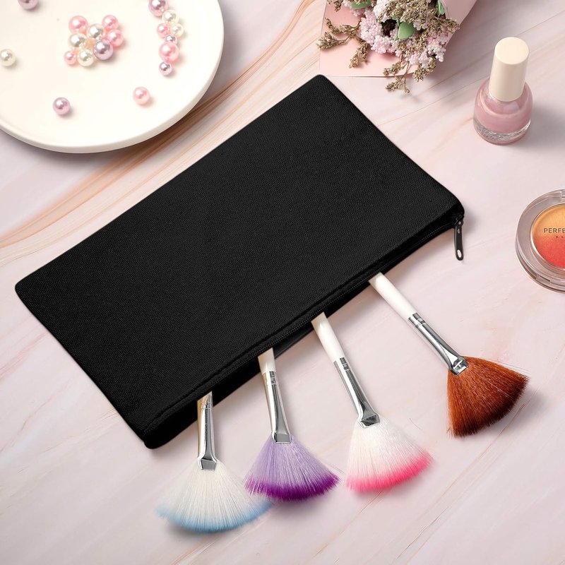 Canvas Pencil Pouch Set - 40 Pieces Zipper Makeup & Craft Bags | Multipurpose Storage for Women - Black