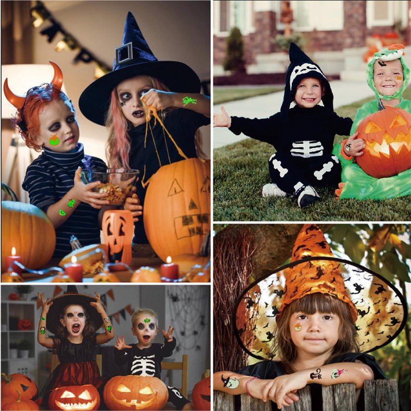 ZHAKKE Halloween Temporary Tattoos for Kids 20 Pack Glow in the Dark Party Tattoos Birthday Party Decorations Assorted Goodies Tattoos Goody Bag Supplies