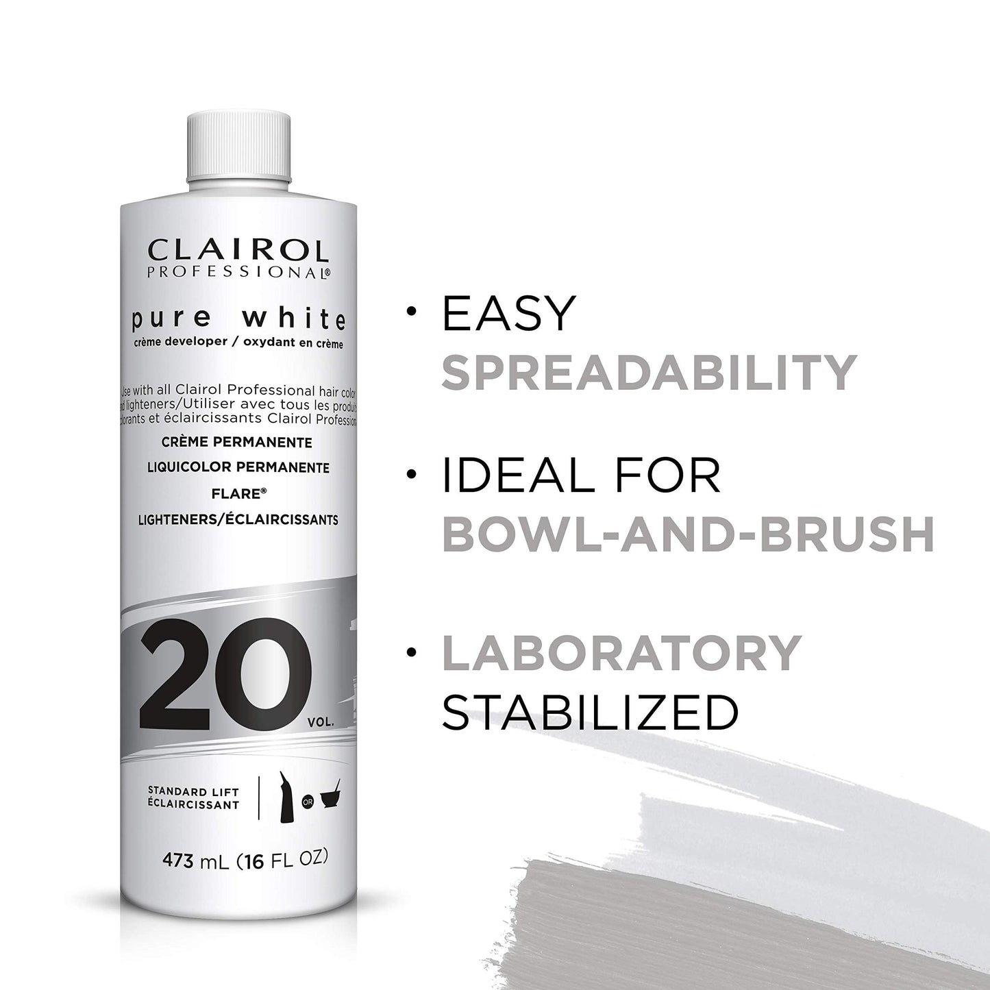 Clairol Professional Pure White 20 volume Crème Developer, 16 oz (Pack of 3)