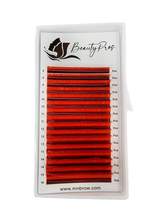 BeautyPros Professional Eyelash Extension Kit – Curl B,C,D,J & M - Volume Eyelash Extensions Supplies Mix Tray (8-16mm) - 0.03,0.05,0.07,0.015, 0.20mm Thickness (C-Curl - 0.07mm - Red)