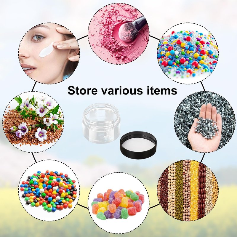 Transparent Plastic Jars - 110 Packs 2 OZ Body Butter & Cosmetic Containers | Black Lids for DIY Crafts, Kitchen Ingredients