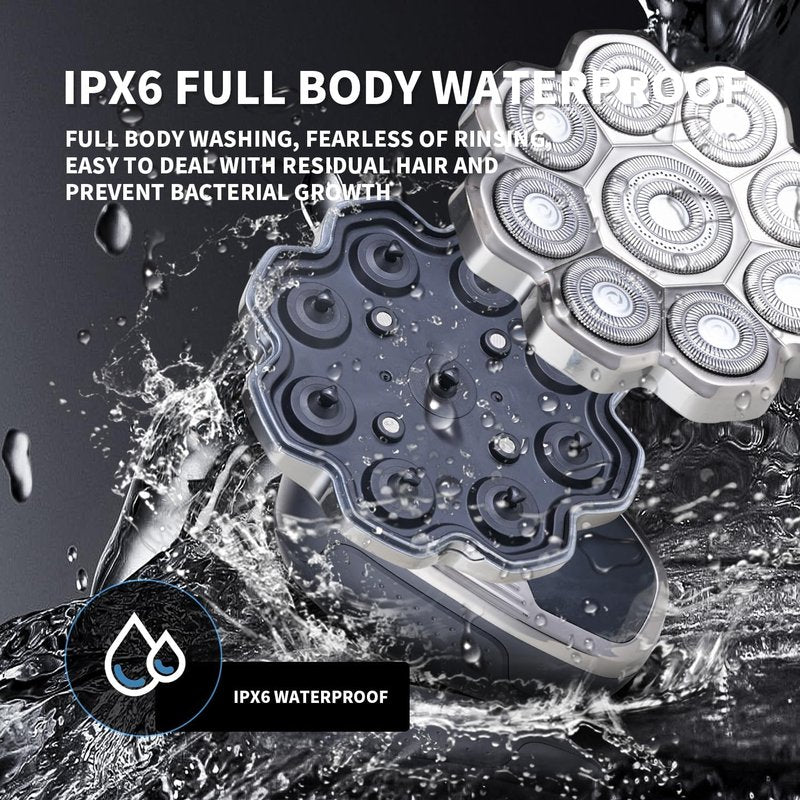 9D Head Shaver for Bald Men - 5-in-1 Electric Razor | IPX6 Waterproof, LCD Display, Type-C Rechargeable Grooming Kit