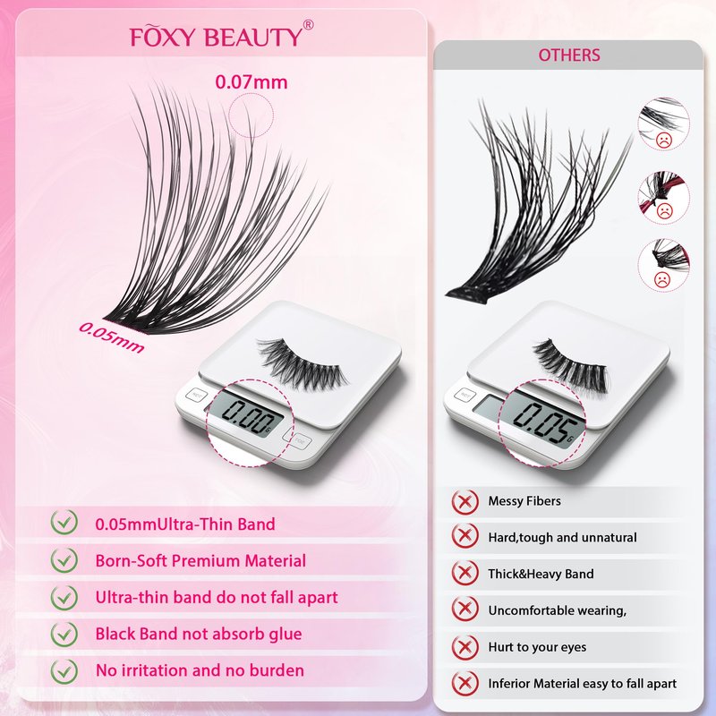 Nova Lash Clusters Kit 360 PCS Lash Clusters Natural Look Invisible Band Lashes Eyelash Clusters with Bond and Seal D Curl WideSpan Cluster Eyelash Extension Kit 8-16mm DIY at Home