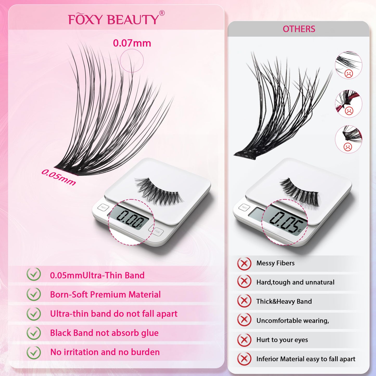 Nova Lash Clusters Kit 360 PCS Lash Clusters Natural Look Invisible Band Lashes Eyelash Clusters with Bond and Seal D Curl WideSpan Cluster Eyelash Extension Kit 8-16mm DIY at Home
