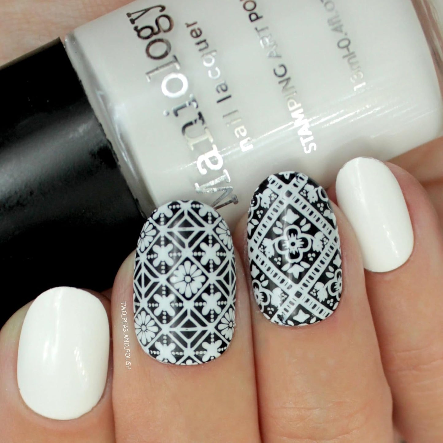 Maniology Black & White Nail Polish Duo - Smudge-Free Top Coat | 3-Piece Set | 13ml Bottles for Stamping & DIY Manicures