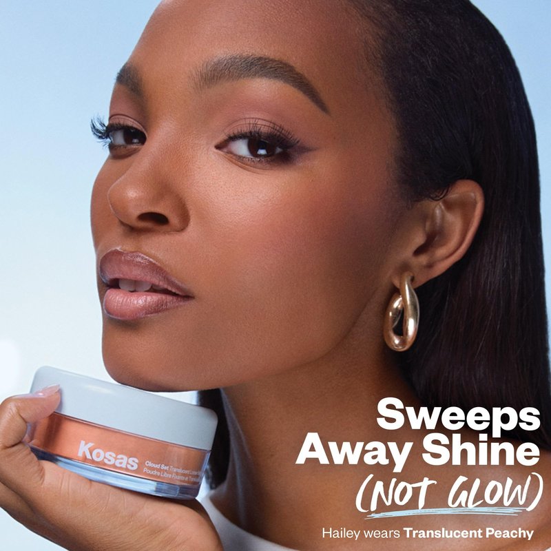 Kosas Cloud Set Loose Setting Powder – Talc-Free Translucent Face Powder for Oil Control, Ultra Sheer Peach