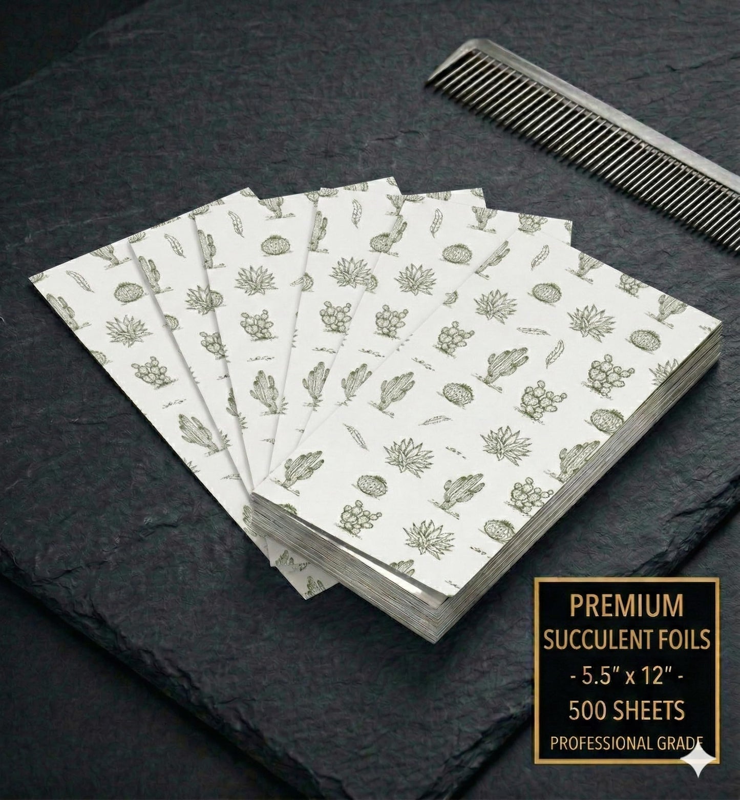 Hairaco Oversized Designer Hair Foils - 500 pre cut single sheet 5.5x12 inches - Succulent/Cactus Western Desert Collection