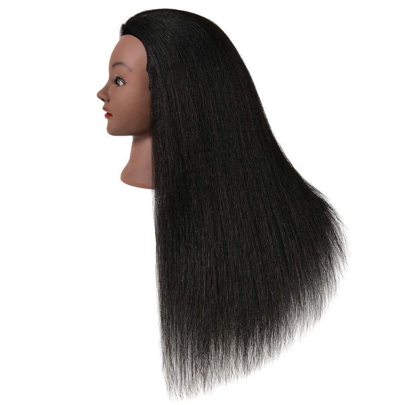 FUTAI African American Mannequin Head 30 inches Long 100% Real Human Hair Manikin Doll Style Head for Practice Braiding Styling Cosmetology Training with Stand