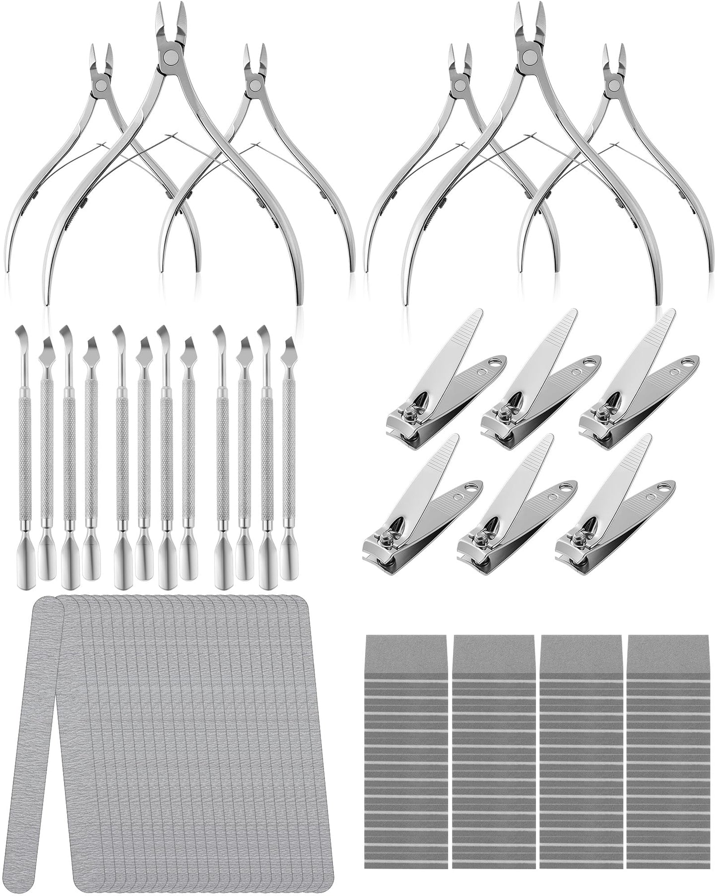 Lasnten 6 Manicure Set 12 in 1 Nail Pedicure Care Kit, 100/180 Nail Files, Buffer Blocks, Cuticle Remover Nippers Trimmer, Clippers, Cuticle Pusher Tools Prep Kit for Women Spa Party Supplies Favors