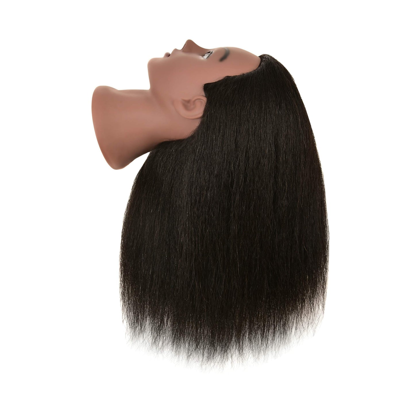 RIHANNAHAIR Kinky Curly Mannequin Head 100% Real Human Hair Manikin Doll Style Head with Stand for African American Practice Braiding Styling Updos Cosmetology Barber Training