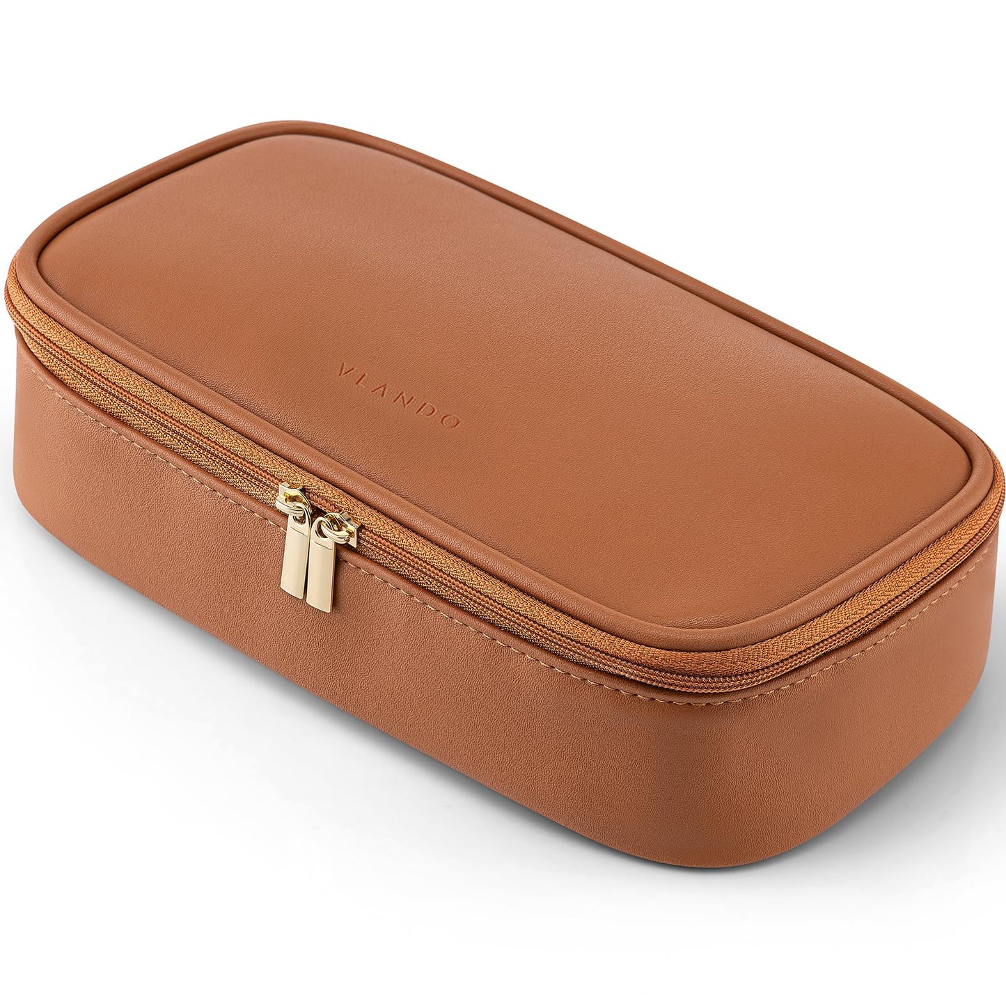 VLANDO Travel Makeup Bag,Small Travel Make up Cosmetic Bag,PU Leather Makeup Organizer Bag
