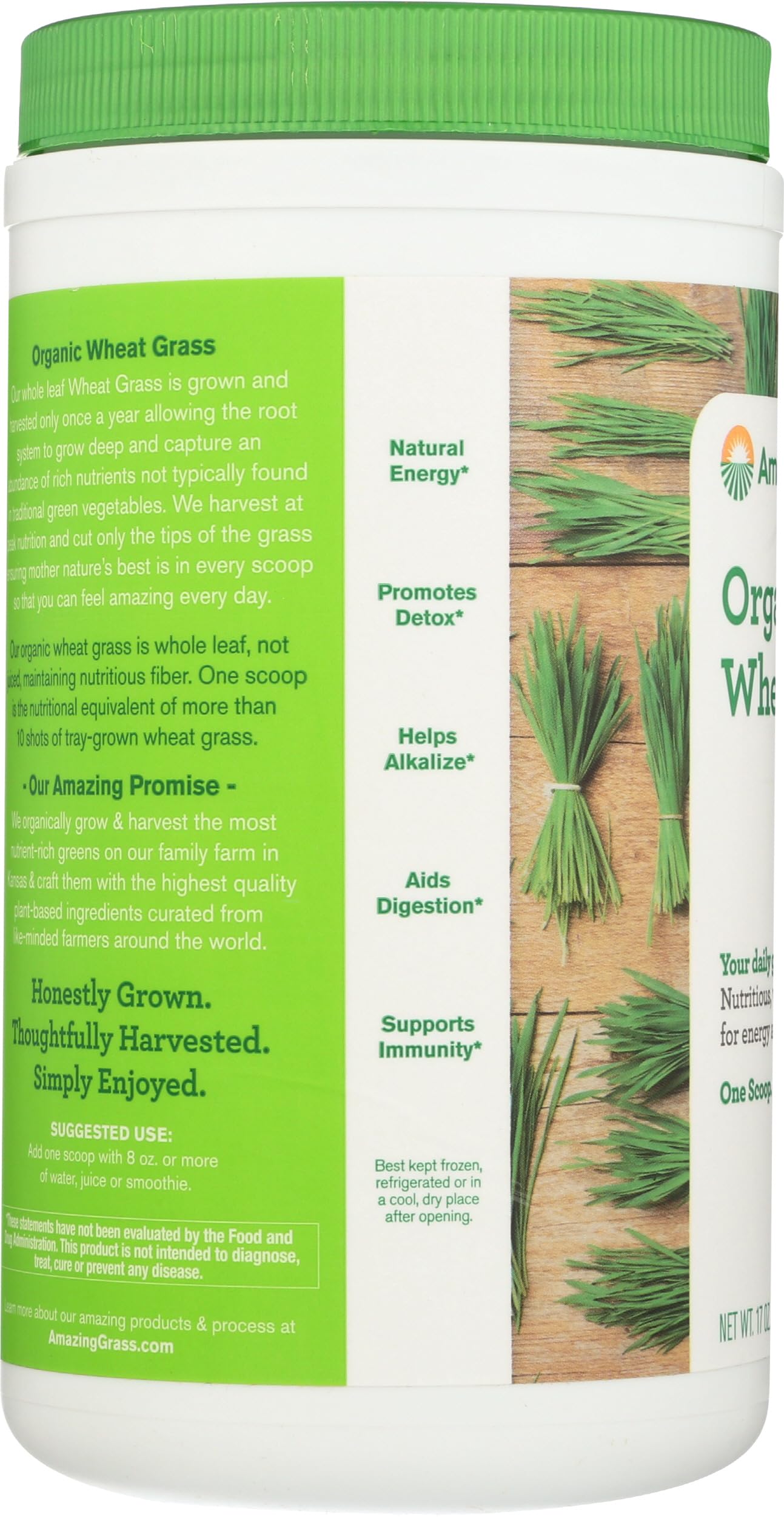 Amazing Grass Wheat Grass Powder: 100% Whole-Leaf Wheat Grass Powder for Energy, Detox & Immunity Support, Chlorophyll Providing Greens, 60 Servings
