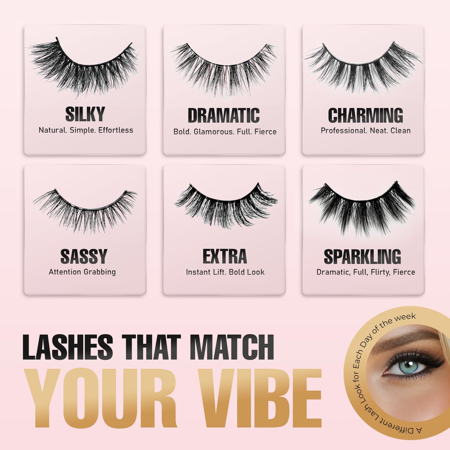 Juicy Couture Faux Mink Eyelashes Variety Pack, 14 Pairs with Glue and Applicator