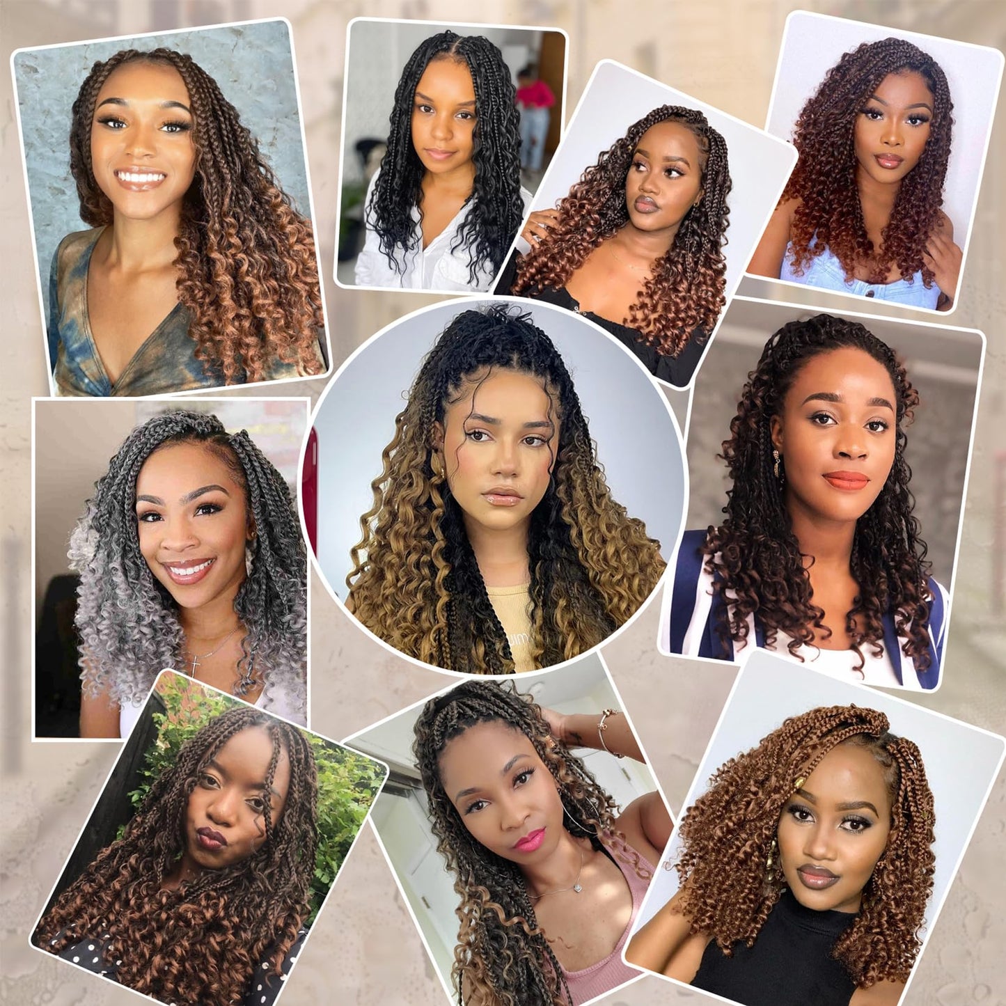 8 Packs Boho Box Crochet Braids Pre Looped with Curly Ends - 8 Inch Goddess Bohemian Box Crochet Hair for Black Women Synthetic 3X Boho Braids Crochet Hair Extensions Pre Looped T1B-33-30